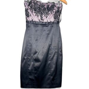 WHBM y2k VTG Mini Dress HOCO Homecoming Lace Black Pink LBD Regina George sz 00